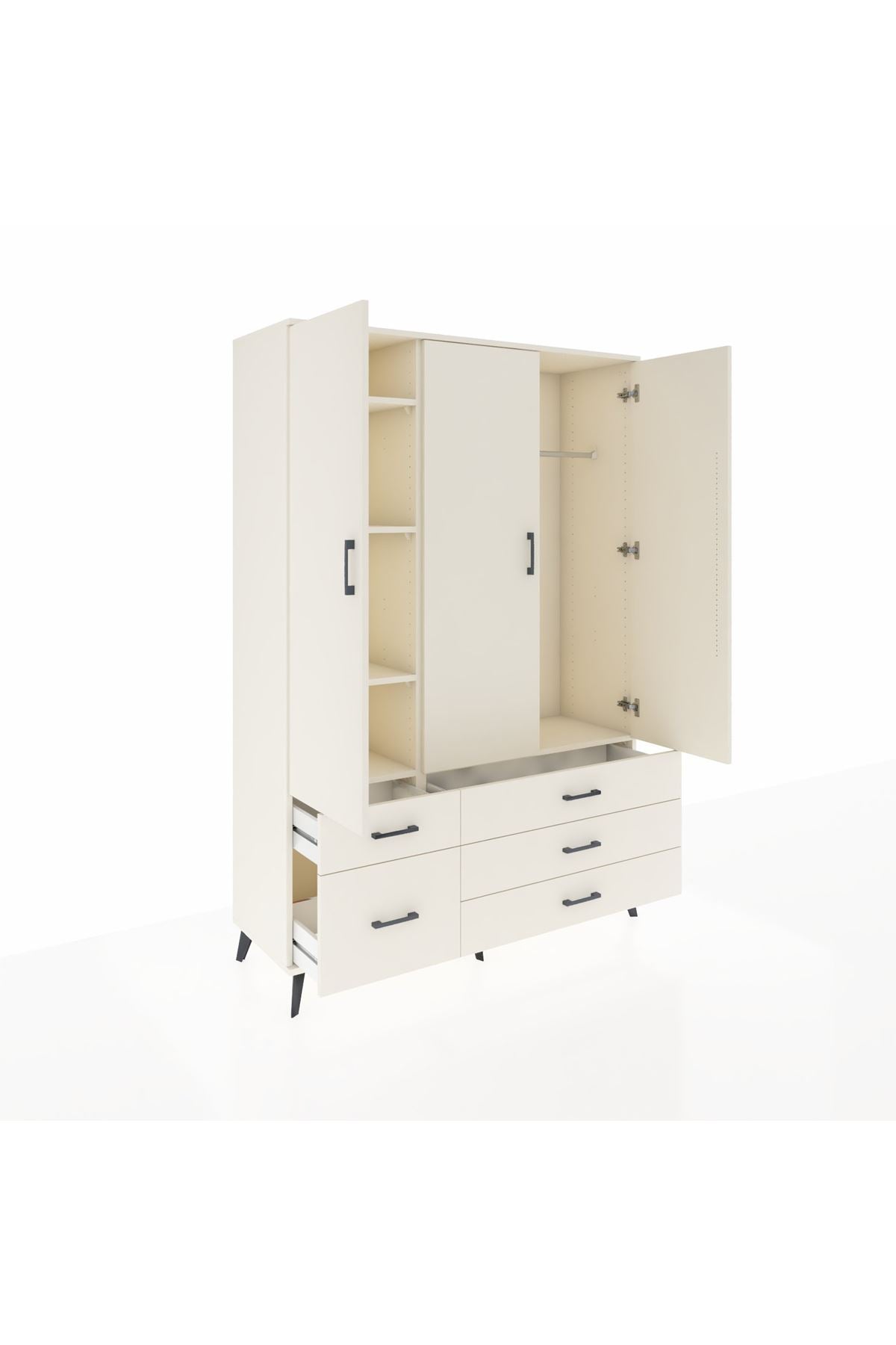 Hyperion Dolap 5 Raflı 5 Çekmeceli Tek Askılı 132x44x195 Aytaşı-Aytaşı/Aytaşı