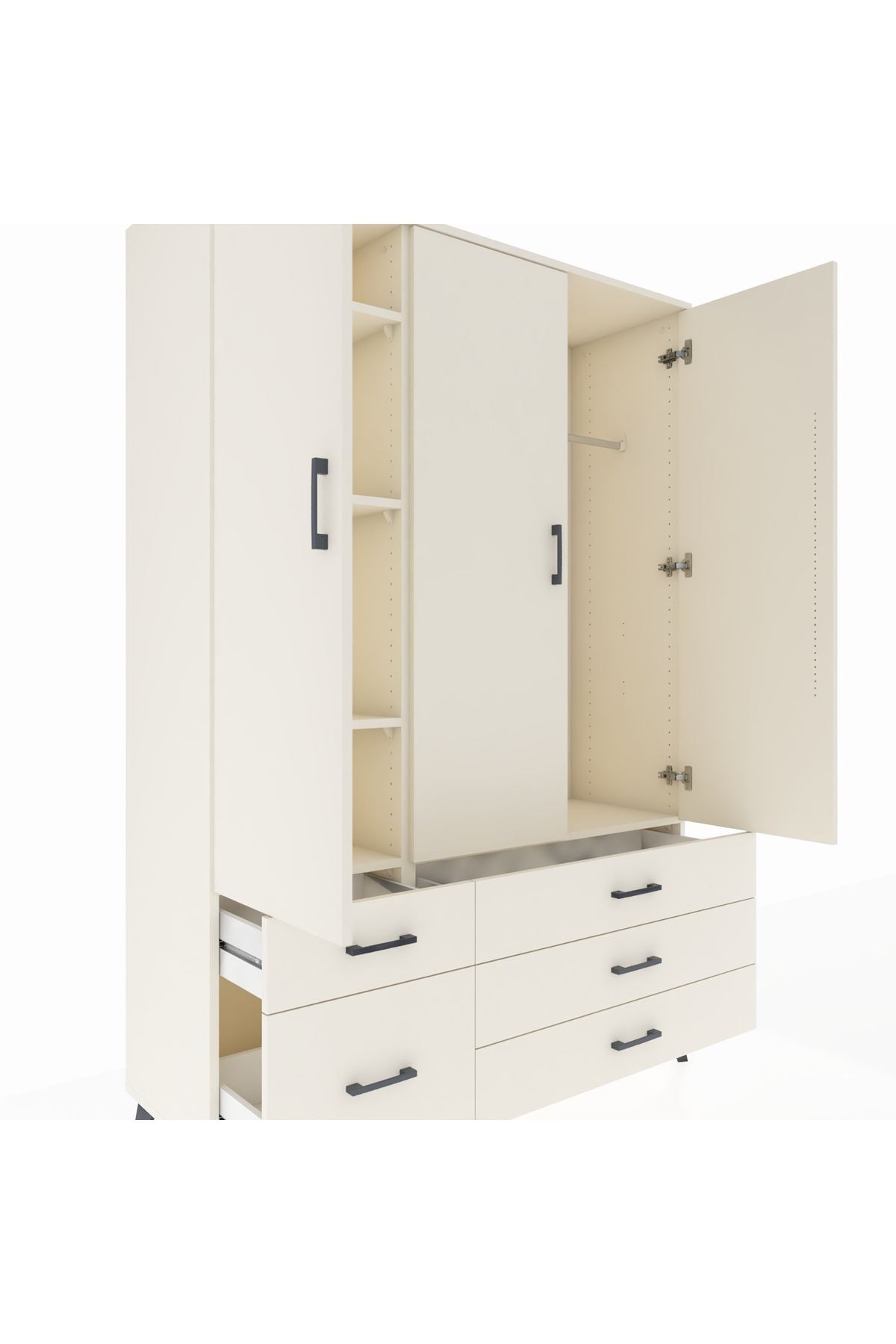 Hyperion Dolap 5 Raflı 5 Çekmeceli Tek Askılı 132x44x195 Aytaşı-Aytaşı/Aytaşı