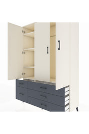 Hyperion Dolap 5 Raflı 5 Çekmeceli Tek Askılı 132x44x195 Aytaşı-Aytaşı/Antrasit