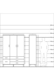 Hyperion Dolap 5 Raflı 5 Çekmeceli Tek Askılı 132x44x195 Aytaşı-Aytaşı/Çam