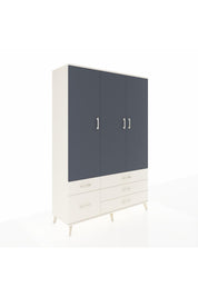 Hyperion Dolap 5 Raflı 5 Çekmeceli Tek Askılı 132x44x195 Aytaşı-Antrasit/Aytaşı