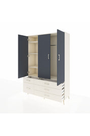 Hyperion Dolap 5 Raflı 5 Çekmeceli Tek Askılı 132x44x195 Aytaşı-Antrasit/Aytaşı