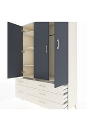 Hyperion Dolap 5 Raflı 5 Çekmeceli Tek Askılı 132x44x195 Aytaşı-Antrasit/Aytaşı