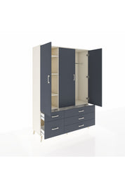 Hyperion Dolap 5 Raflı 5 Çekmeceli Tek Askılı 132x44x195 Aytaşı-Antrasit/Antrasit