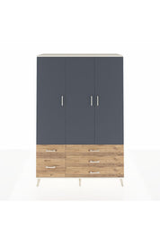 Hyperion Dolap 5 Raflı 5 Çekmeceli Tek Askılı 132x44x195 Aytaşı-Antrasit/Çam