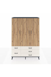 Hyperion Dolap 5 Raflı 5 Çekmeceli Tek Askılı 132x44x195 Antrasit-Çam/Aytaşı