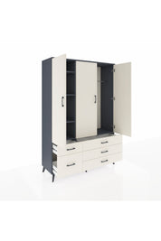 Hyperion Dolap 5 Raflı 5 Çekmeceli Tek Askılı 132x44x195 Antrasit-Aytaşı/Aytaşı