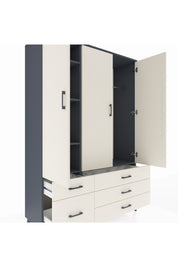 Hyperion Dolap 5 Raflı 5 Çekmeceli Tek Askılı 132x44x195 Antrasit-Aytaşı/Aytaşı