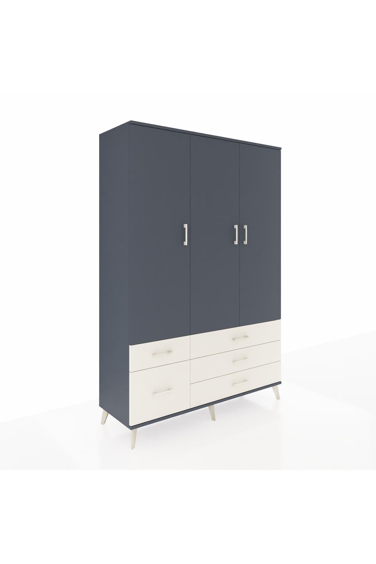 Hyperion Dolap 5 Raflı 5 Çekmeceli Tek Askılı 132x44x195 Antrasit-Antrasit/Aytaşı