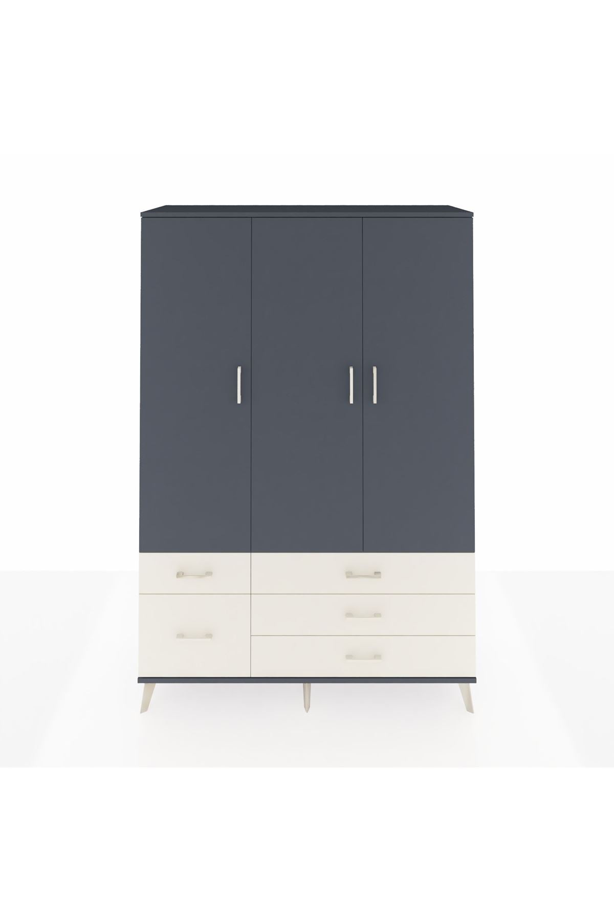 Hyperion Dolap 5 Raflı 5 Çekmeceli Tek Askılı 132x44x195 Antrasit-Antrasit/Aytaşı