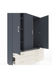 Hyperion Dolap 5 Raflı 5 Çekmeceli Tek Askılı 132x44x195 Antrasit-Antrasit/Aytaşı