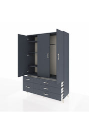 Hyperion Dolap 5 Raflı 5 Çekmeceli Tek Askılı 132x44x195 Antrasit-Antrasit/Antrasit