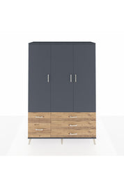 Hyperion Dolap 5 Raflı 5 Çekmeceli Tek Askılı 132x44x195 Antrasit-Antrasit/Çam