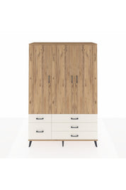 Hyperion Dolap 5 Raflı 5 Çekmeceli Tek Askılı 132x44x195 Çam-Çam/Aytaşı