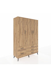 Hyperion Dolap 5 Raflı 5 Çekmeceli Tek Askılı 132x44x195 Çam-Çam/Çam