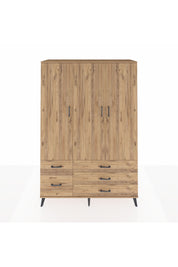 Hyperion Dolap 5 Raflı 5 Çekmeceli Tek Askılı 132x44x195 Çam-Çam/Çam