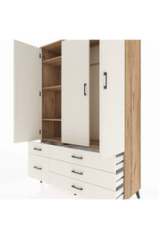 Hyperion Dolap 5 Raflı 5 Çekmeceli Tek Askılı 132x44x195 Çam-Aytaşı/Aytaşı