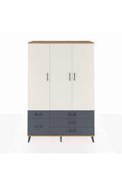 Hyperion Dolap 5 Raflı 5 Çekmeceli Tek Askılı 132x44x195 Çam-Aytaşı/Antrasit