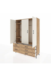 Hyperion Dolap 5 Raflı 5 Çekmeceli Tek Askılı 132x44x195 Çam-Aytaşı/Çam