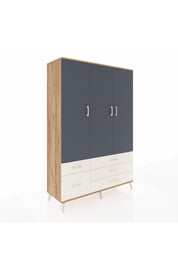 Hyperion Dolap 5 Raflı 5 Çekmeceli Tek Askılı 132x44x195 Çam-Antrasit/Aytaşı