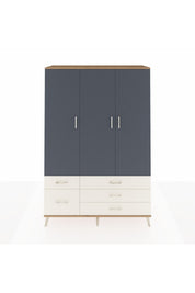 Hyperion Dolap 5 Raflı 5 Çekmeceli Tek Askılı 132x44x195 Çam-Antrasit/Aytaşı