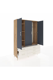 Hyperion Dolap 5 Raflı 5 Çekmeceli Tek Askılı 132x44x195 Çam-Antrasit/Aytaşı