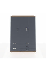 Hyperion Dolap 5 Raflı 5 Çekmeceli Tek Askılı 132x44x195 Çam-Antrasit/Antrasit