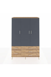 Hyperion Dolap 5 Raflı 5 Çekmeceli Tek Askılı 132x44x195 Çam-Antrasit/Çam