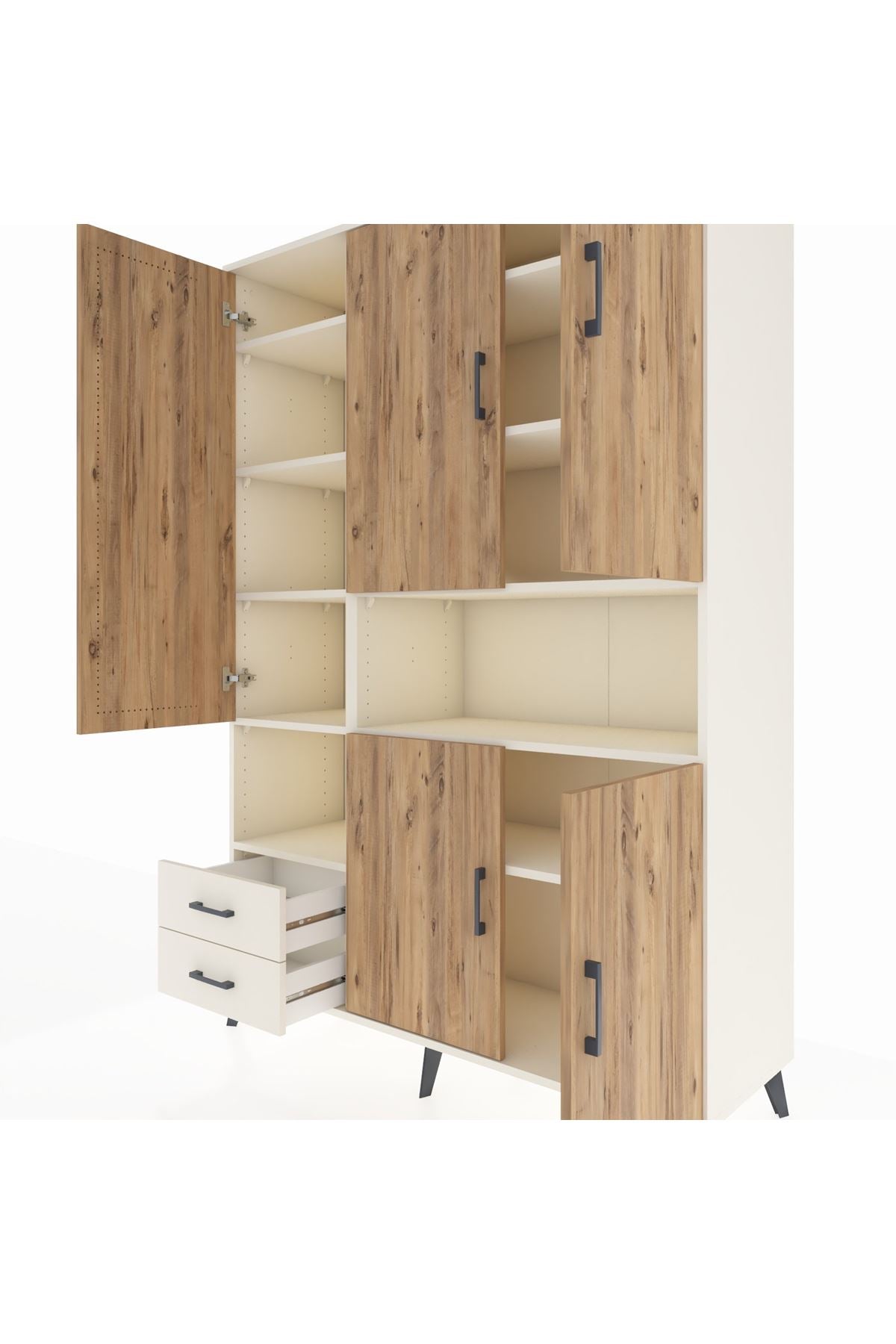 Hyperion Dolap 10 Raflı 2 Çekmeceli 5 Kapaklı 132x44x195 Aytaşı-Çam/Aytaşı