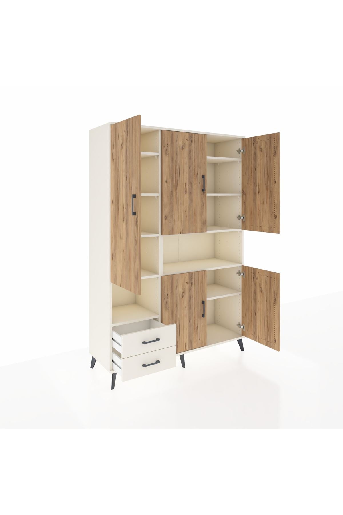 Hyperion Dolap 10 Raflı 2 Çekmeceli 5 Kapaklı 132x44x195 Aytaşı-Çam/Aytaşı