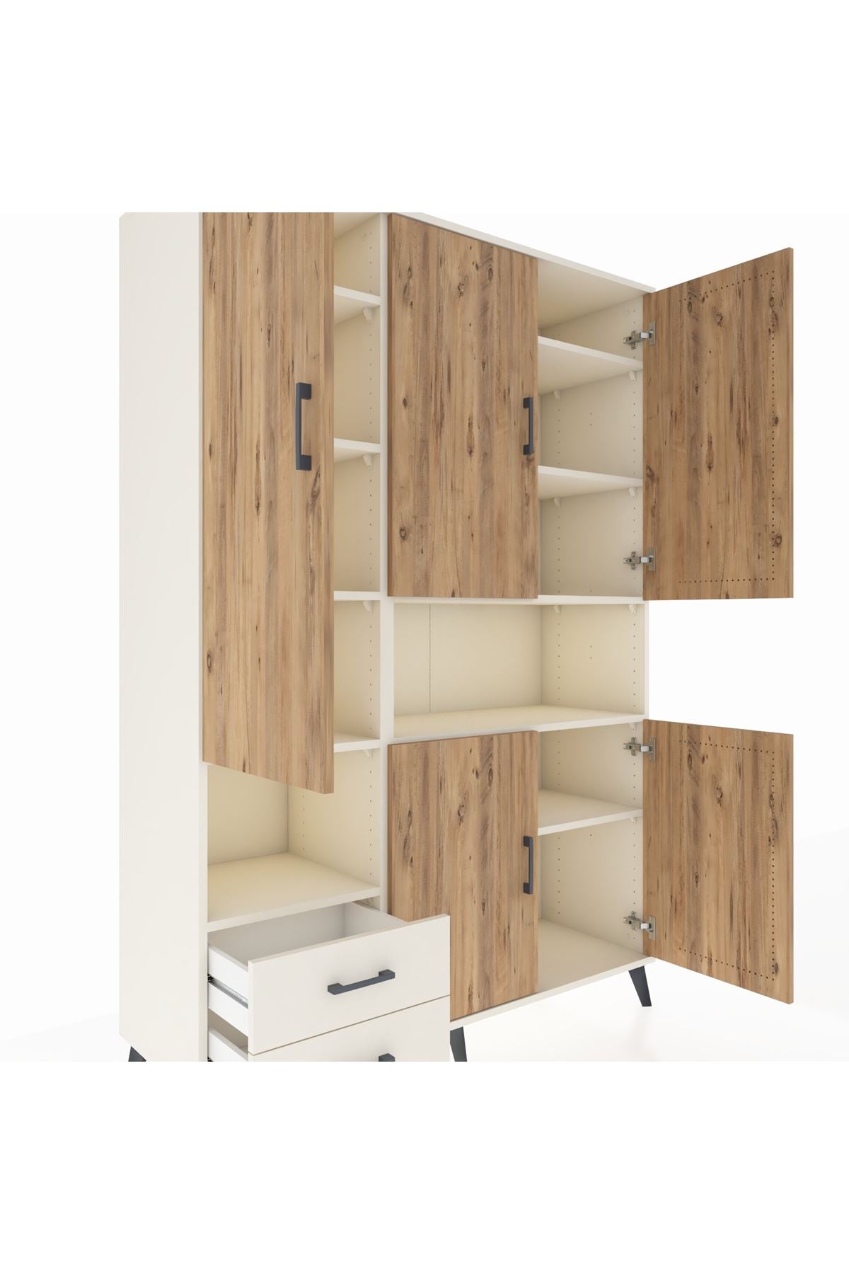 Hyperion Dolap 10 Raflı 2 Çekmeceli 5 Kapaklı 132x44x195 Aytaşı-Çam/Aytaşı