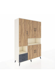 Hyperion Dolap 10 Raflı 2 Çekmeceli 5 Kapaklı 132x44x195 Aytaşı-Çam/Antrasit