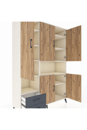 Hyperion Dolap 10 Raflı 2 Çekmeceli 5 Kapaklı 132x44x195 Aytaşı-Çam/Antrasit