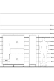 Hyperion Dolap 10 Raflı 2 Çekmeceli 5 Kapaklı 132x44x195 Aytaşı-Çam/Antrasit