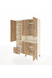 Hyperion Dolap 10 Raflı 2 Çekmeceli 5 Kapaklı 132x44x195 Aytaşı-Çam/Çam