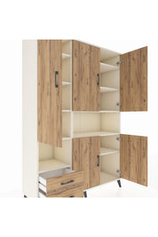 Hyperion Dolap 10 Raflı 2 Çekmeceli 5 Kapaklı 132x44x195 Aytaşı-Çam/Çam