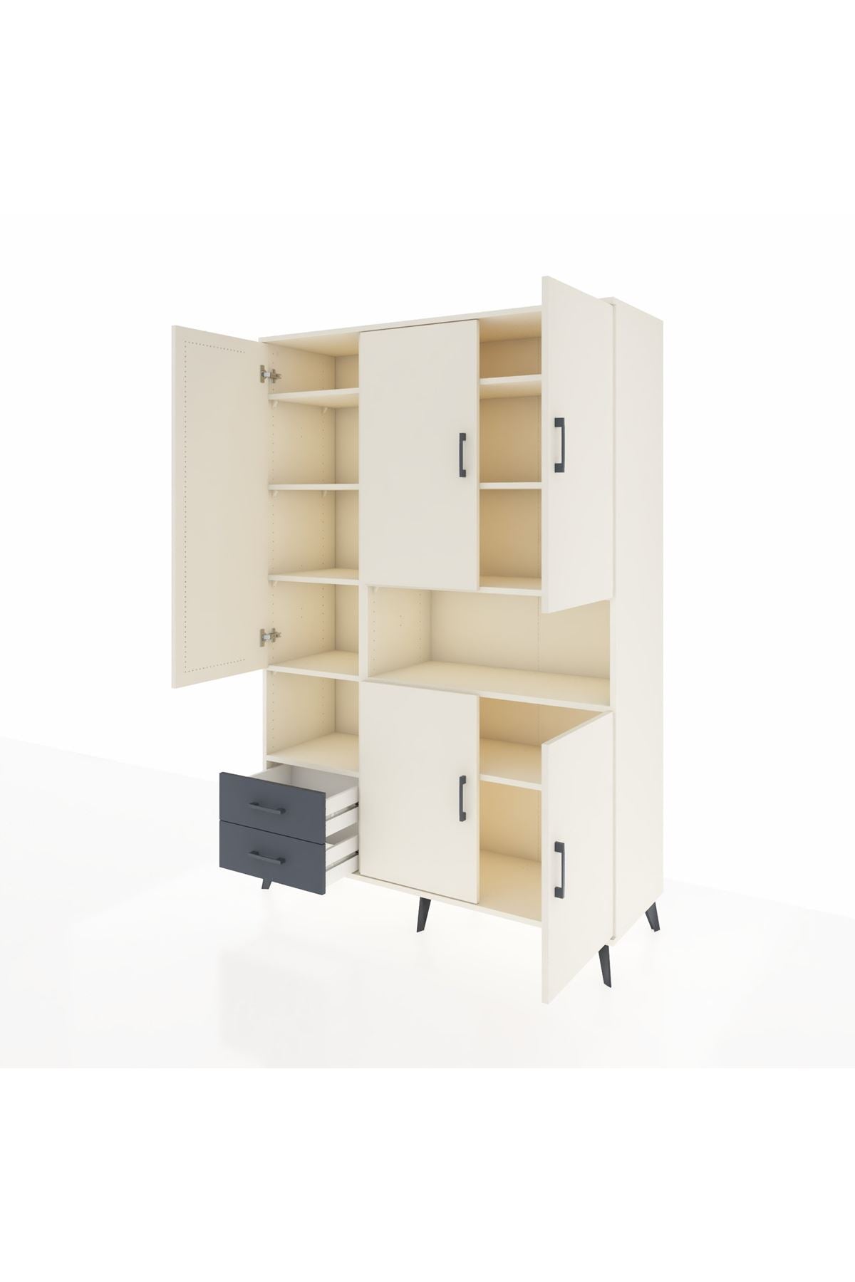 Hyperion Dolap 10 Raflı 2 Çekmeceli 5 Kapaklı 132x44x195 Aytaşı-Aytaşı/Antrasit