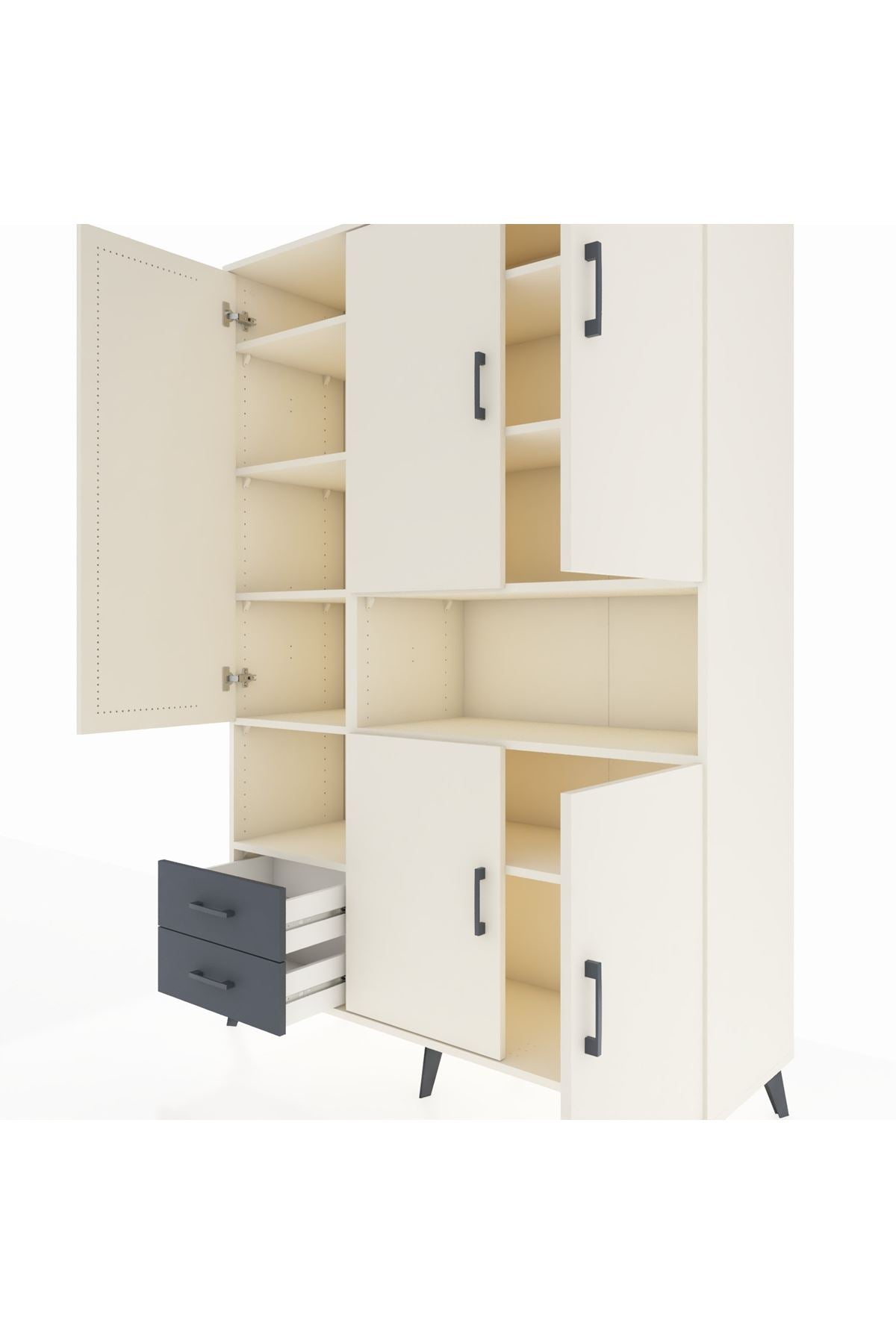 Hyperion Dolap 10 Raflı 2 Çekmeceli 5 Kapaklı 132x44x195 Aytaşı-Aytaşı/Antrasit