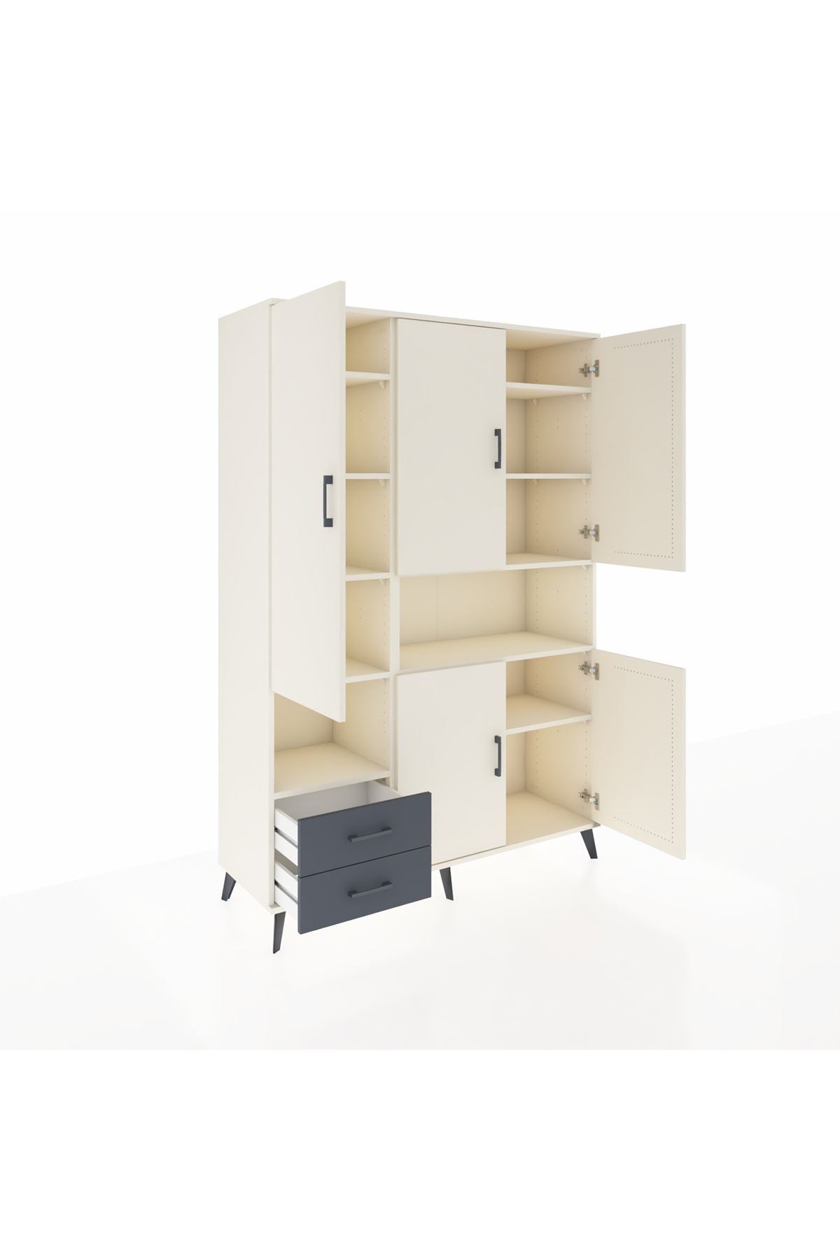 Hyperion Dolap 10 Raflı 2 Çekmeceli 5 Kapaklı 132x44x195 Aytaşı-Aytaşı/Antrasit