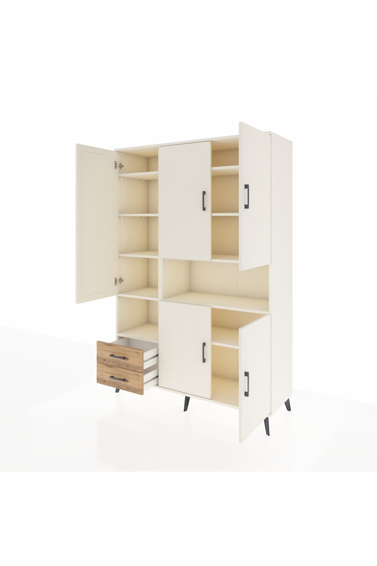 Hyperion Dolap 10 Raflı 2 Çekmeceli 5 Kapaklı 132x44x195 Aytaşı-Aytaşı/Çam