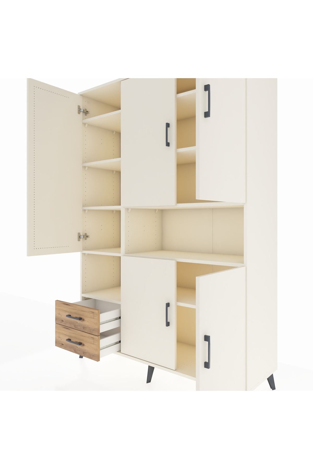 Hyperion Dolap 10 Raflı 2 Çekmeceli 5 Kapaklı 132x44x195 Aytaşı-Aytaşı/Çam