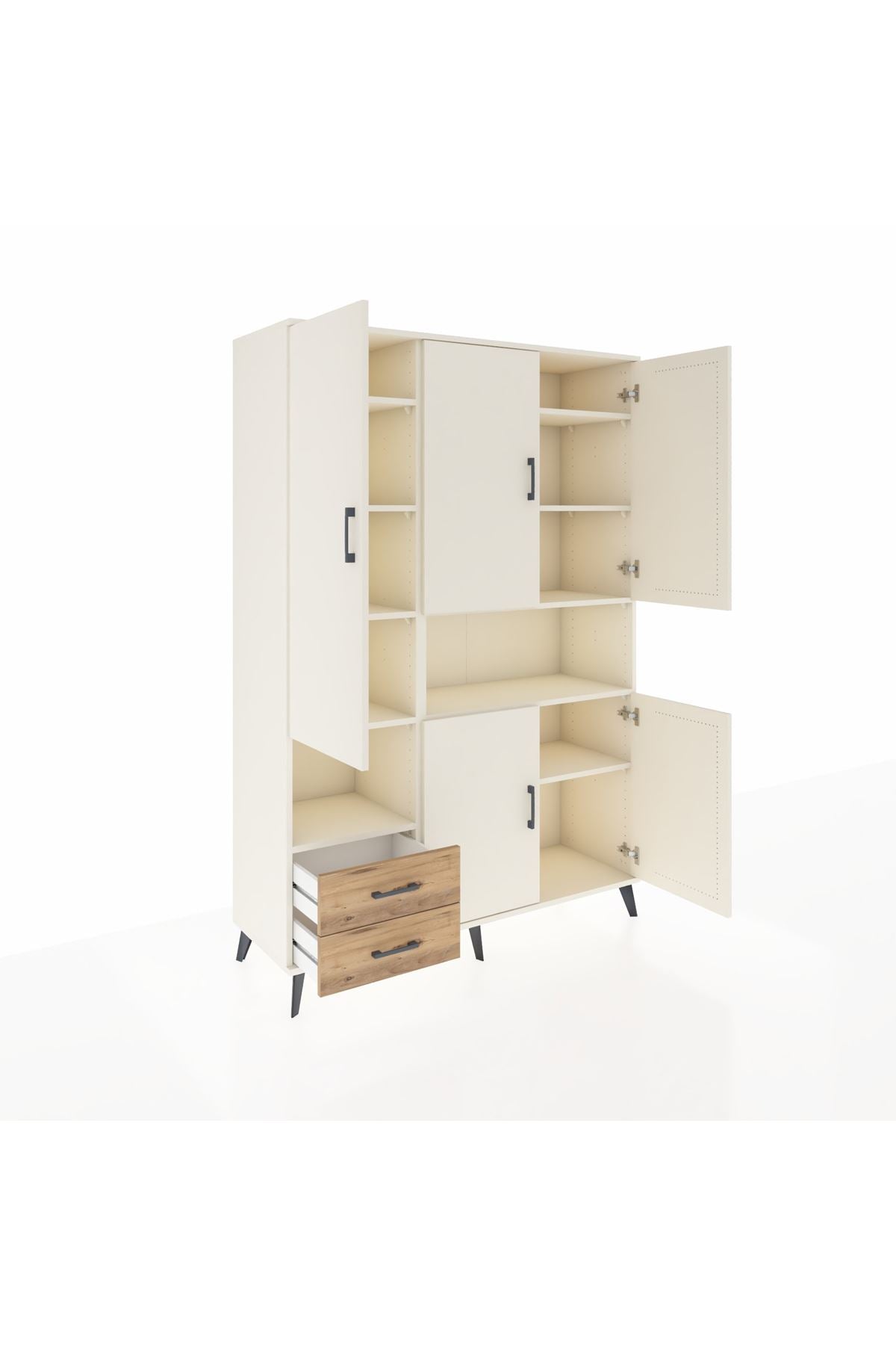 Hyperion Dolap 10 Raflı 2 Çekmeceli 5 Kapaklı 132x44x195 Aytaşı-Aytaşı/Çam