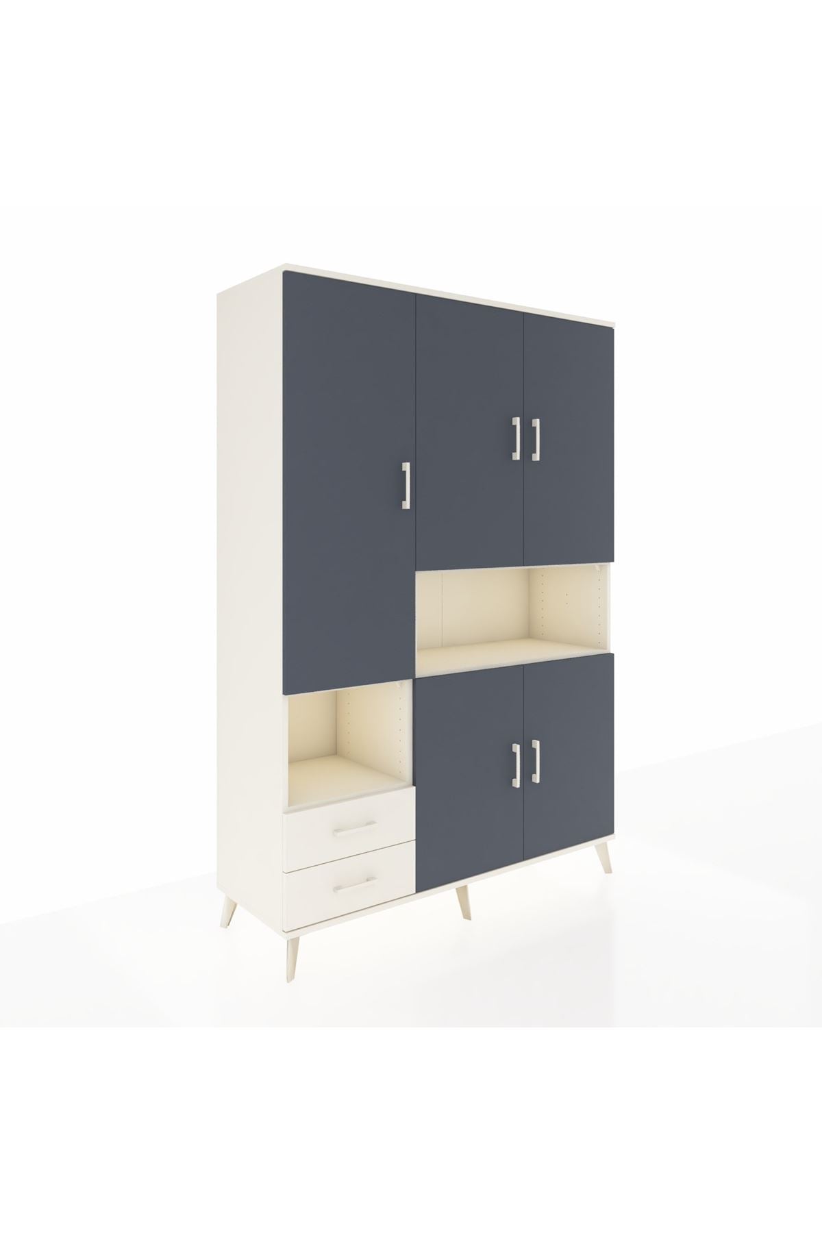 Hyperion Dolap 10 Raflı 2 Çekmeceli 5 Kapaklı 132x44x195 Aytaşı-Antrasit/Aytaşı