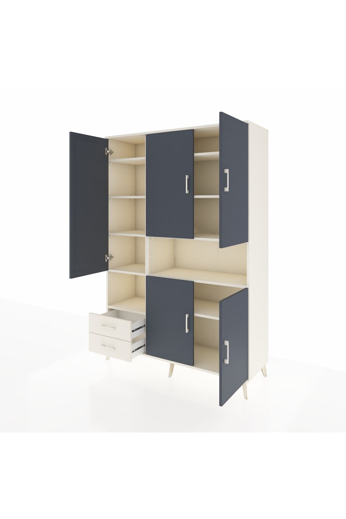 Hyperion Dolap 10 Raflı 2 Çekmeceli 5 Kapaklı 132x44x195 Aytaşı-Antrasit/Aytaşı