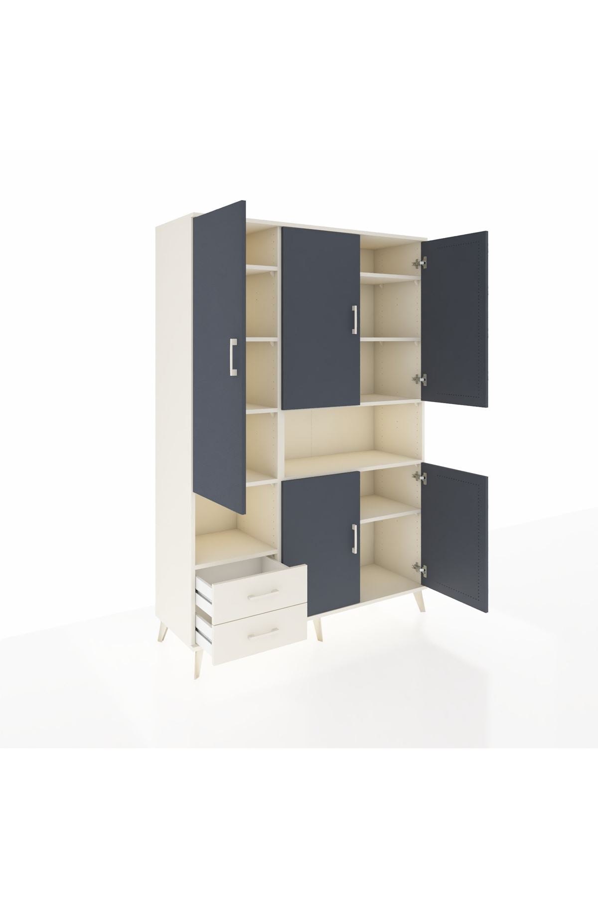 Hyperion Dolap 10 Raflı 2 Çekmeceli 5 Kapaklı 132x44x195 Aytaşı-Antrasit/Aytaşı