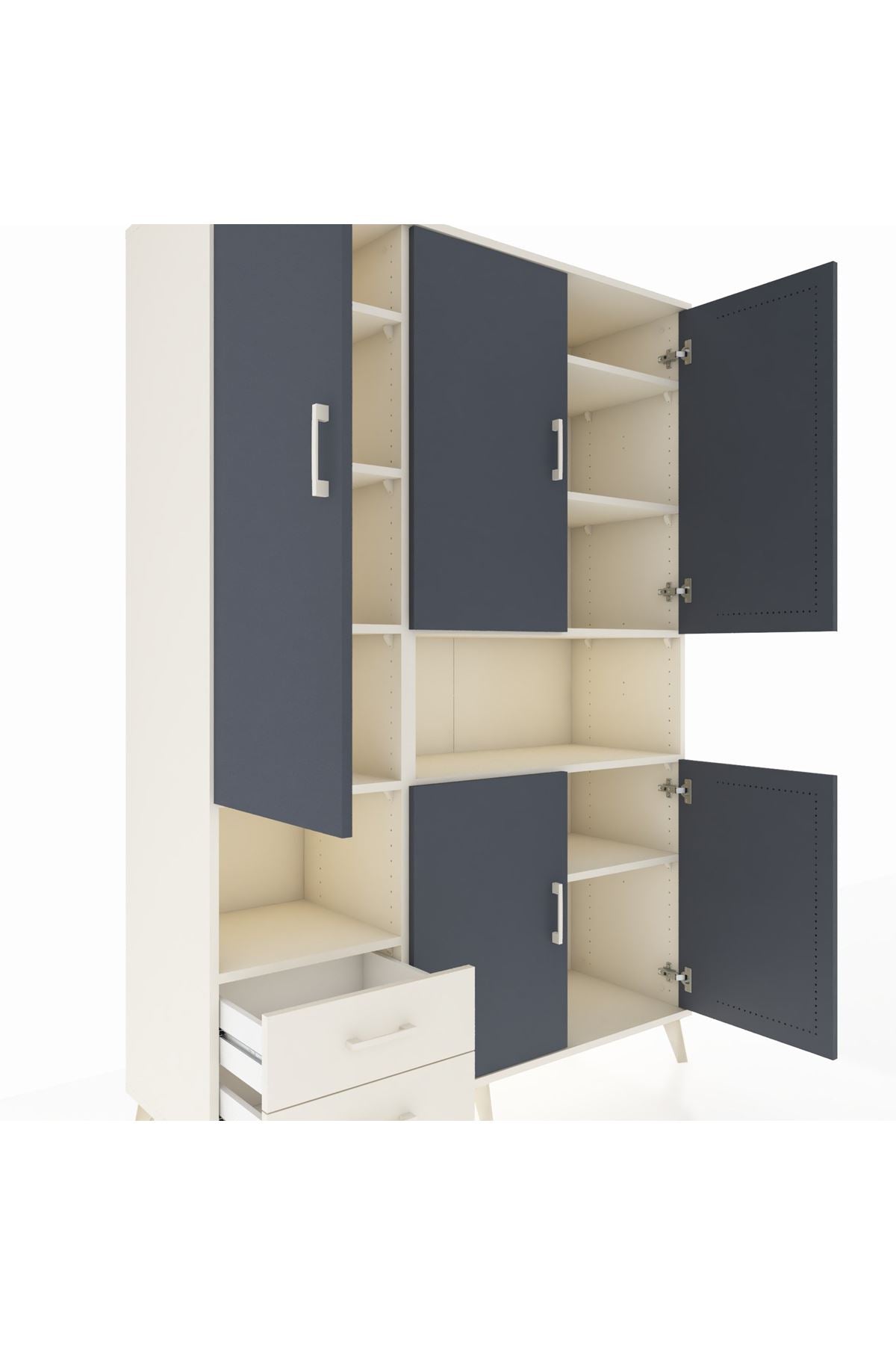 Hyperion Dolap 10 Raflı 2 Çekmeceli 5 Kapaklı 132x44x195 Aytaşı-Antrasit/Aytaşı