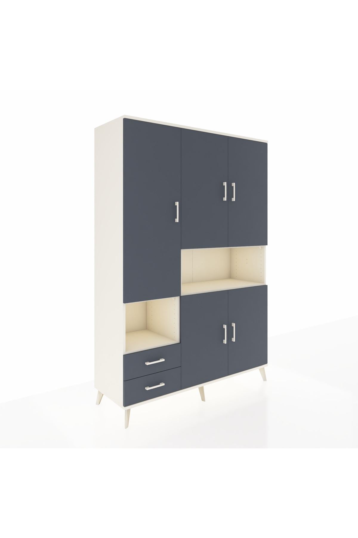 Hyperion Dolap 10 Raflı 2 Çekmeceli 5 Kapaklı 132x44x195 Aytaşı-Antrasit/Antrasit