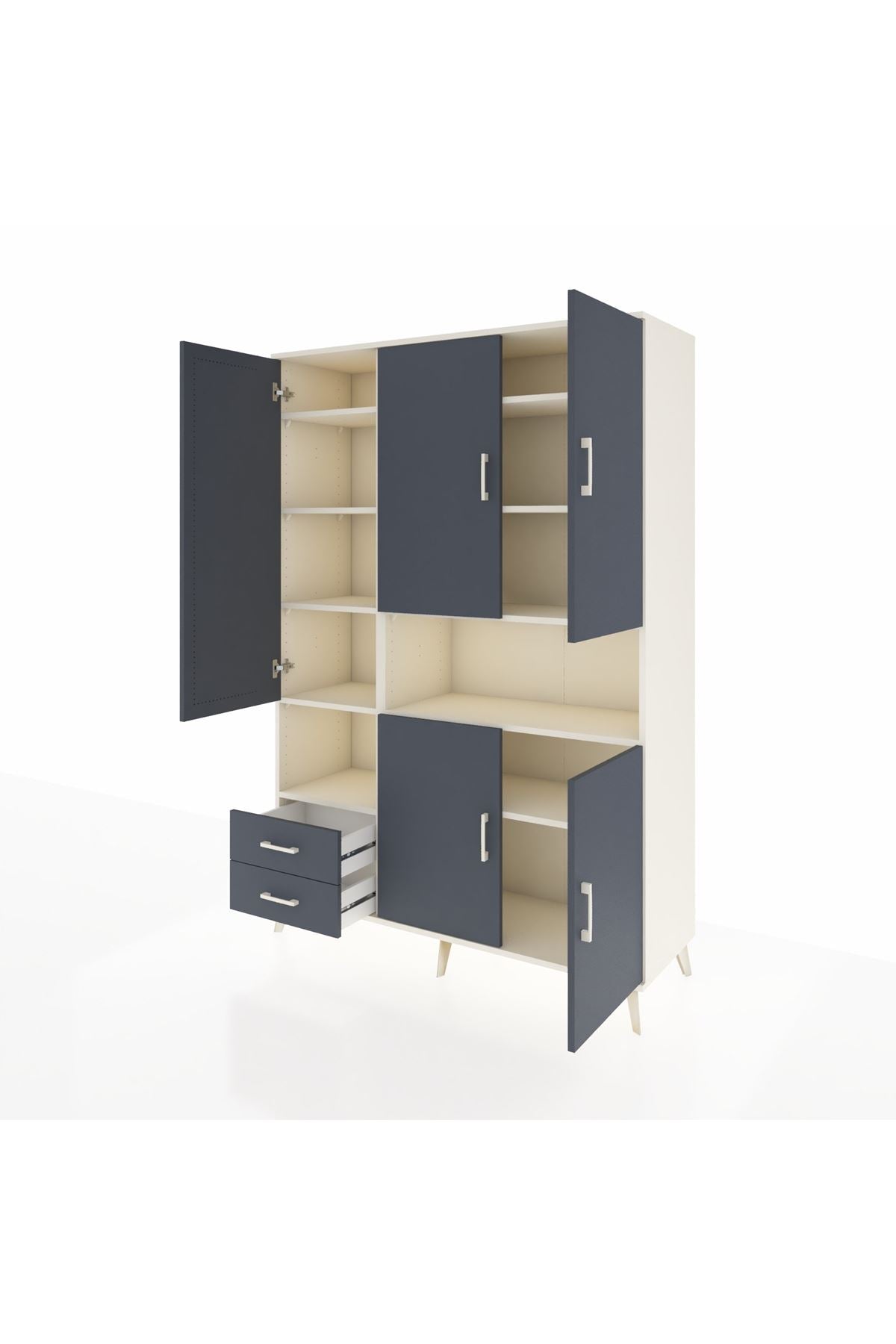 Hyperion Dolap 10 Raflı 2 Çekmeceli 5 Kapaklı 132x44x195 Aytaşı-Antrasit/Antrasit