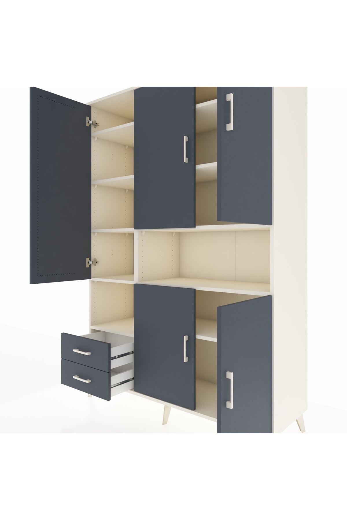 Hyperion Dolap 10 Raflı 2 Çekmeceli 5 Kapaklı 132x44x195 Aytaşı-Antrasit/Antrasit