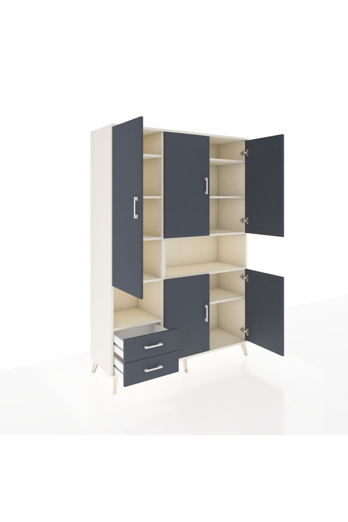 Hyperion Dolap 10 Raflı 2 Çekmeceli 5 Kapaklı 132x44x195 Aytaşı-Antrasit/Antrasit